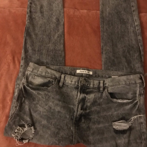 Black And Grey Distressed Jeans - Black/Grey Size “36 - Picture 3 of 4